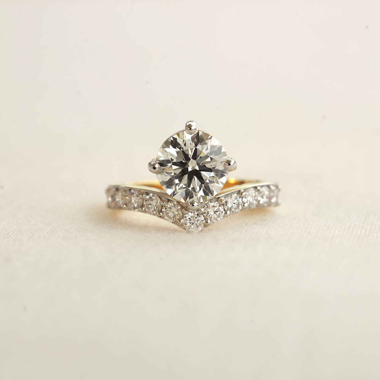 2.95ct Lab-Grown Diamond Engagement Ring with Pavé Band