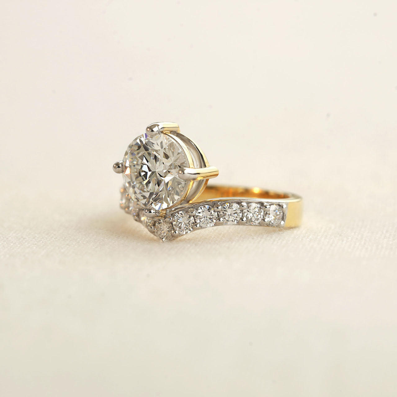 2.95ct Lab-Grown Diamond Engagement Ring with Pavé Band