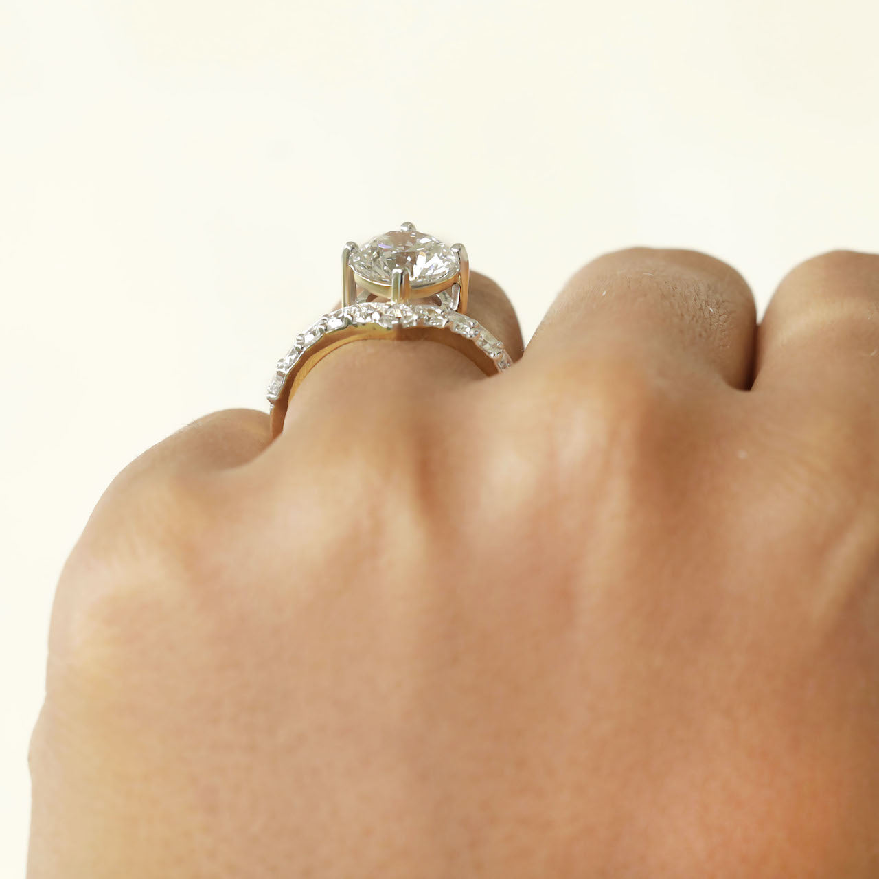2.95ct Lab-Grown Diamond Engagement Ring with Pavé Band