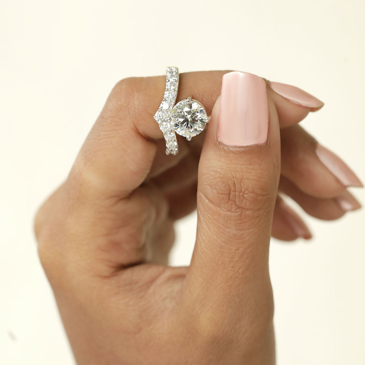 2.95ct Lab-Grown Diamond Engagement Ring with Pavé Band