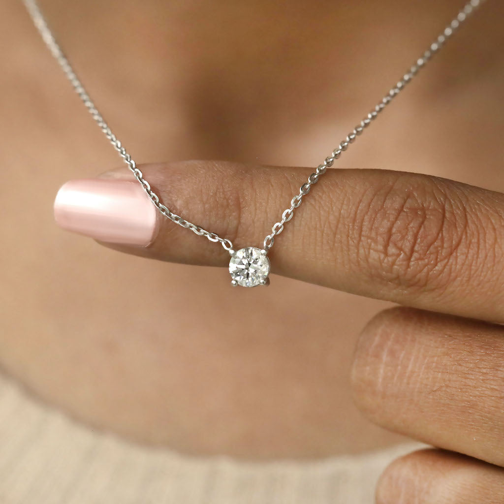 Round Lab Diamond Solitaire Pendant