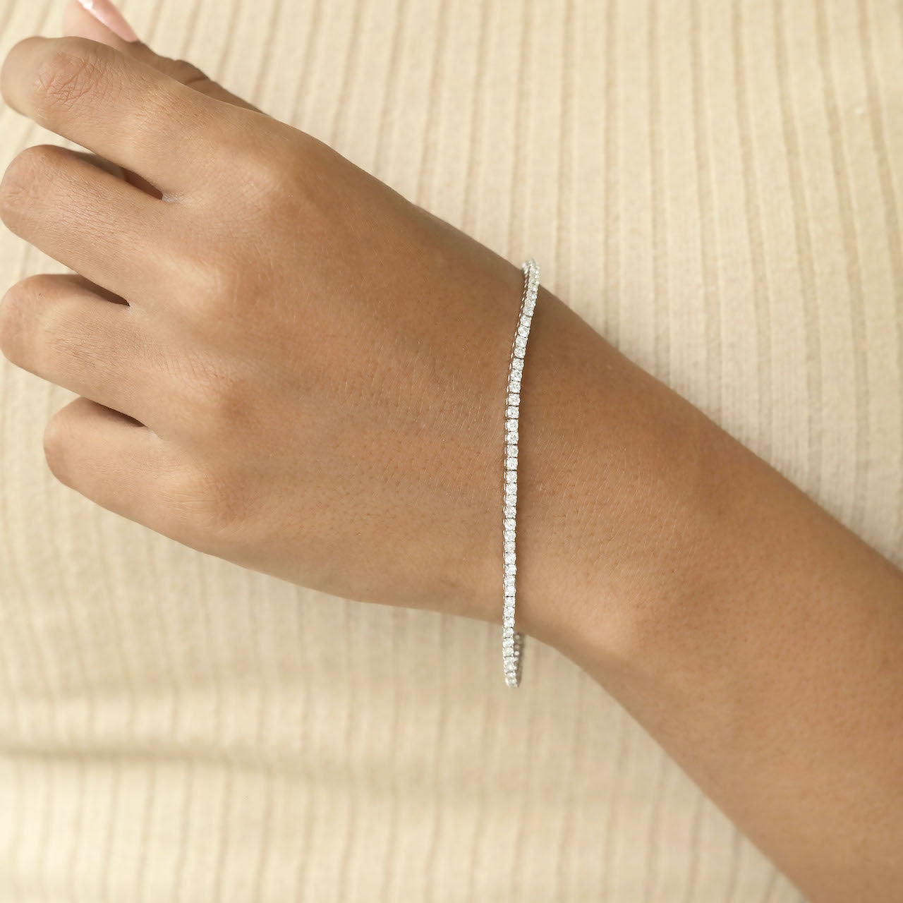 2.20 Carat TW Laboratory-Grown Diamond Tennis Bracelet in White Gold