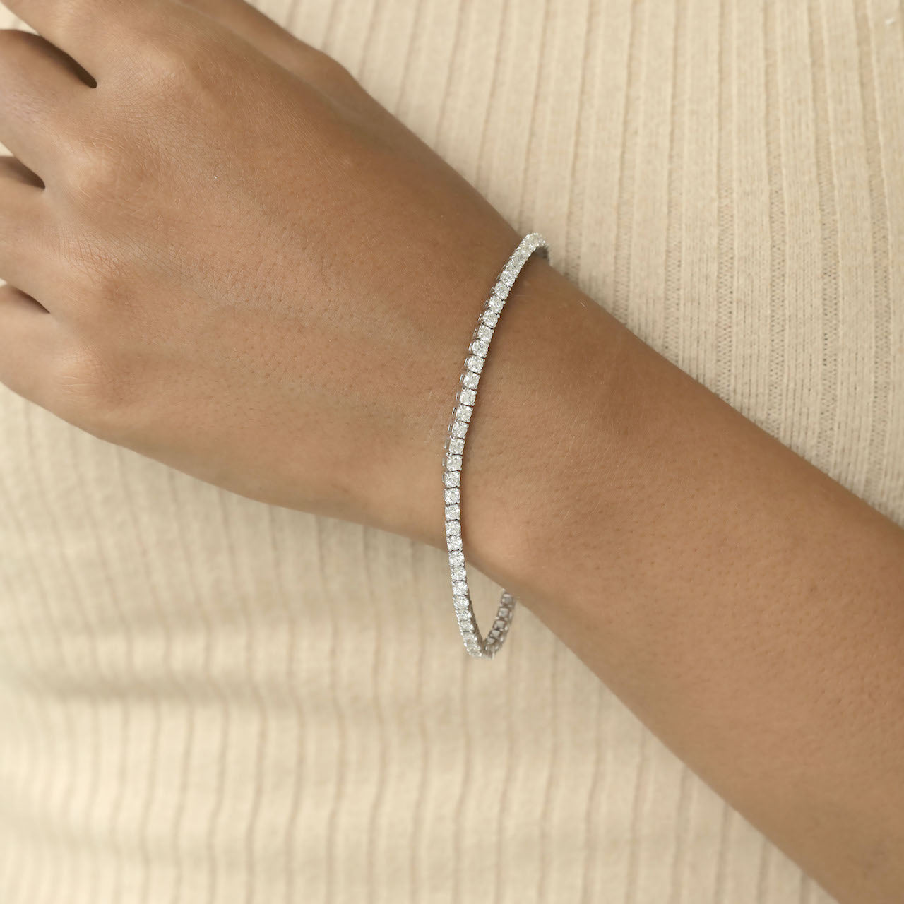 4.30 Ct TW Laboratory-Grown Diamond Tennis Bracelet in White Gold