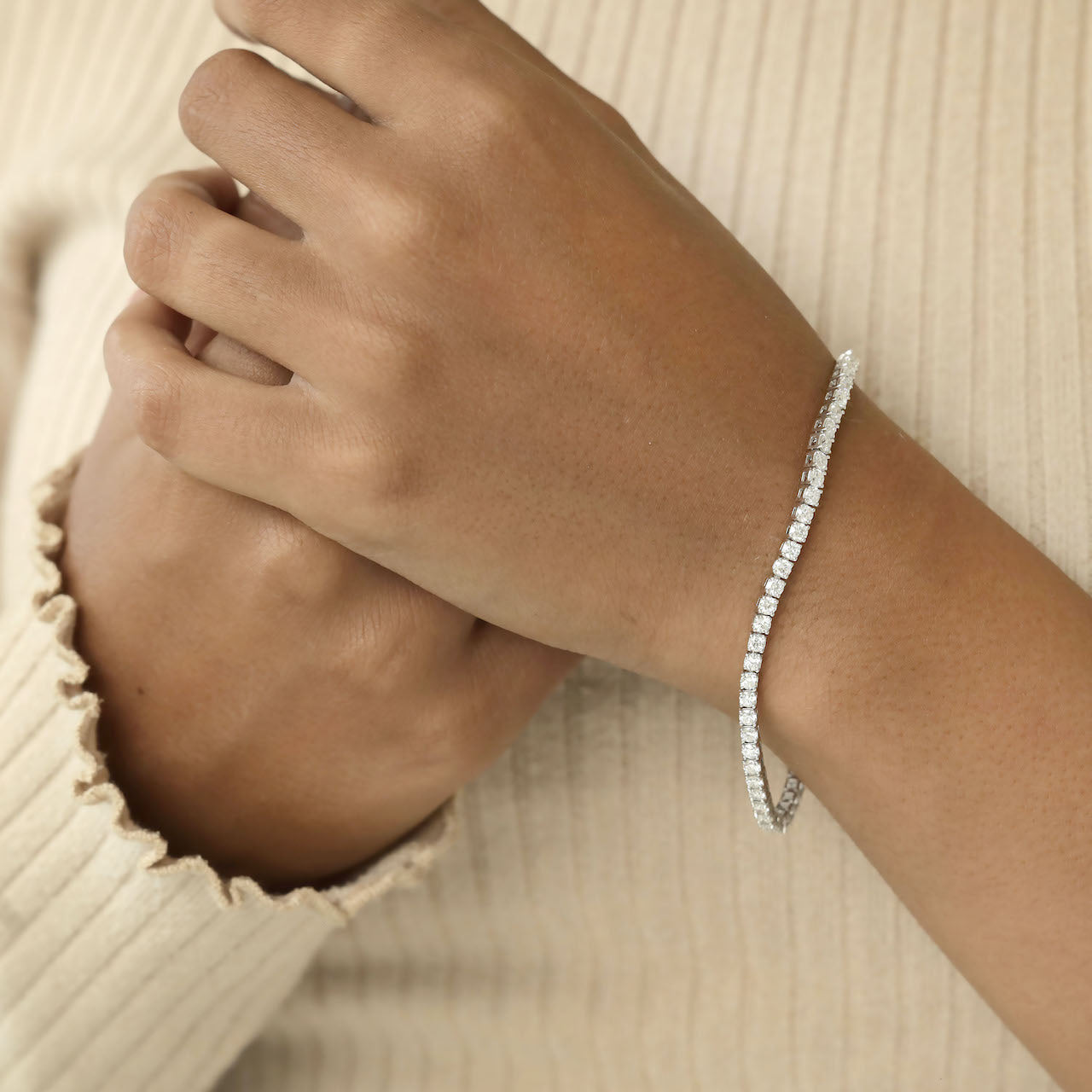 4.30 Ct TW Laboratory-Grown Diamond Tennis Bracelet in White Gold