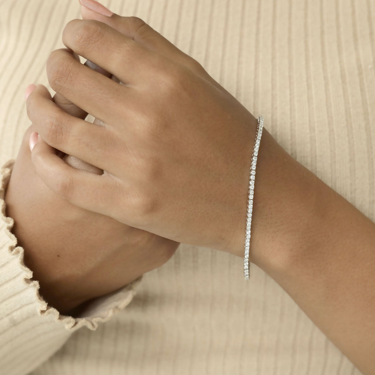 2.20 Carat TW Laboratory-Grown Diamond Tennis Bracelet in White Gold