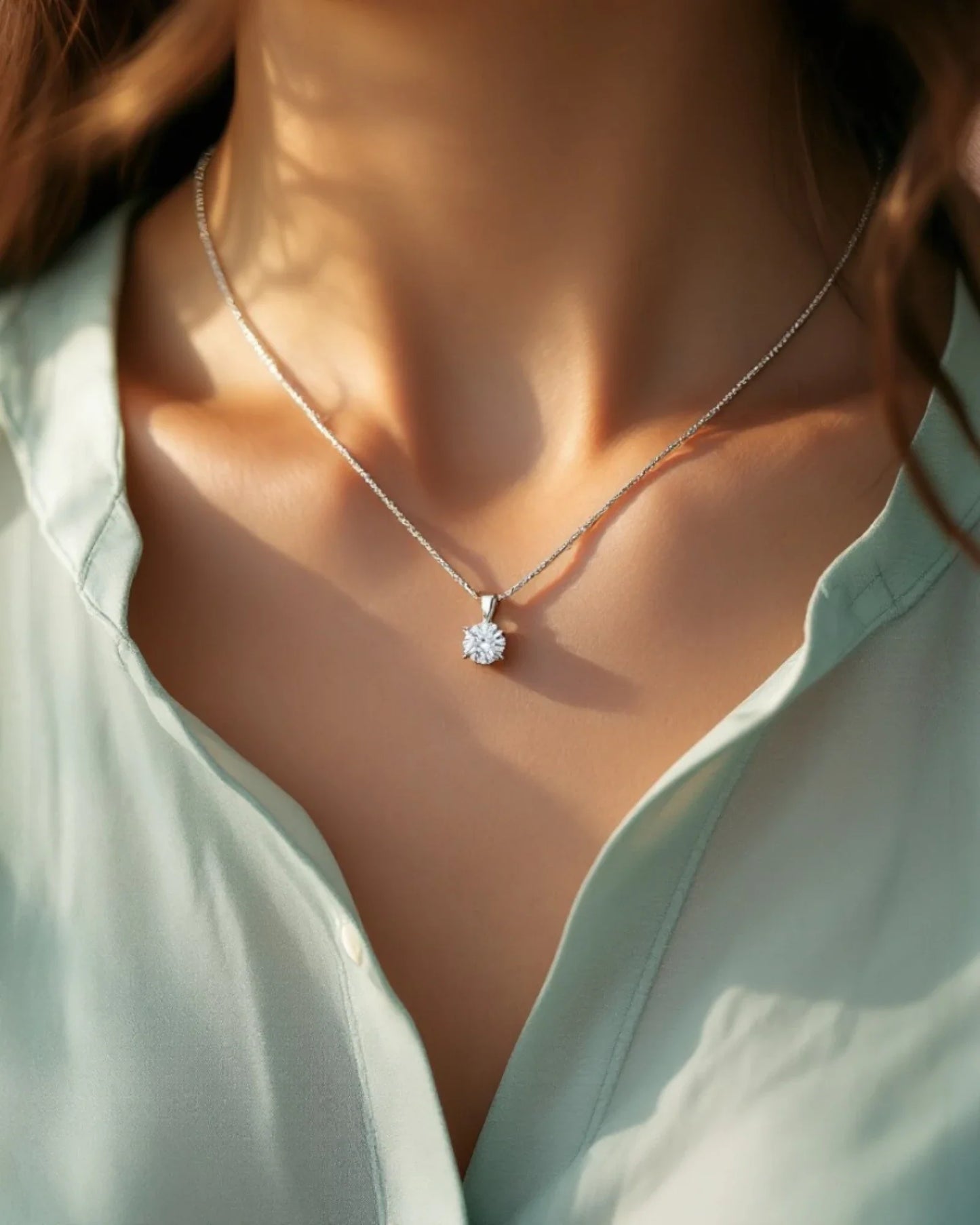 0.52ct Lab-Grown Diamond Solitaire Necklace in 14K White Gold – 4 Prong Setting