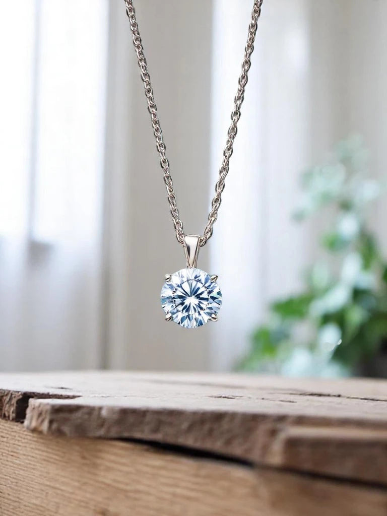 0.52ct Lab-Grown Diamond Solitaire Necklace in 14K White Gold – 4 Prong Setting