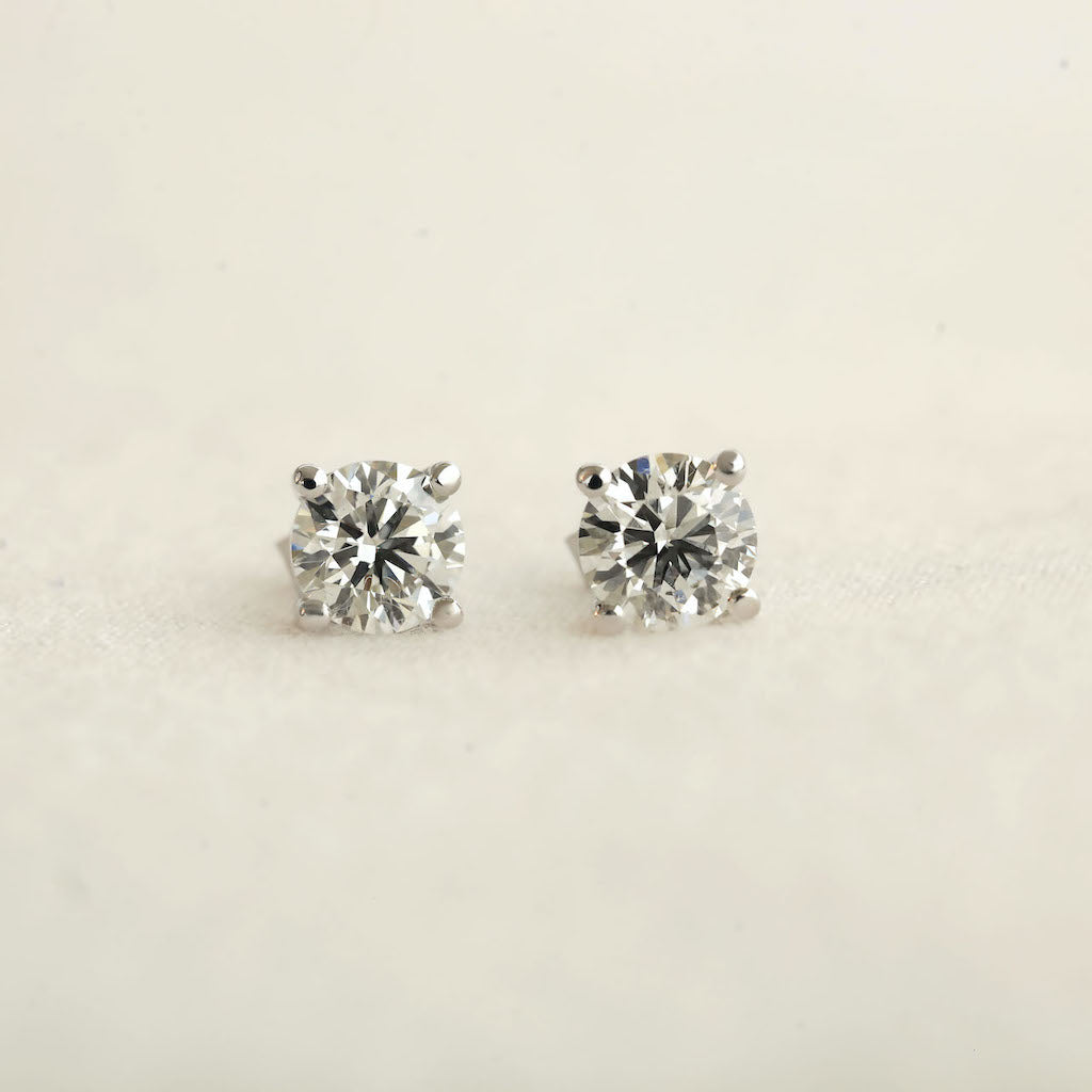 3.00 Carat TW Round Lab-Grown Diamond Solitaire Stud Earrings in White Gold