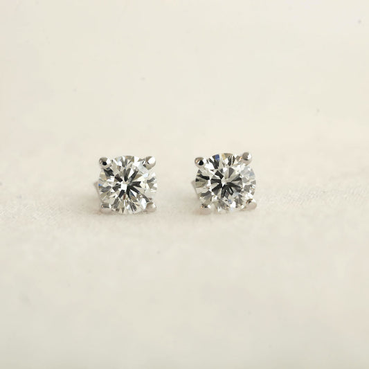 3.00 Carat TW Round Lab-Grown Diamond Solitaire Stud Earrings in White Gold
