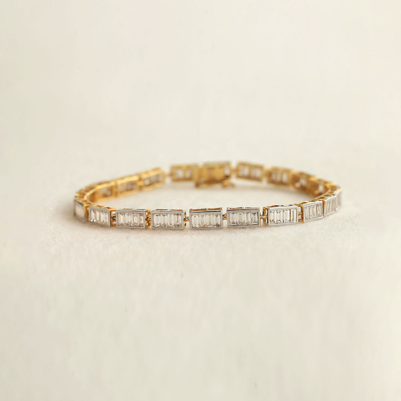 4.65ct Baguette-Cut Lab-Grown Diamond Tennis Bracelet in Yellow Gold
