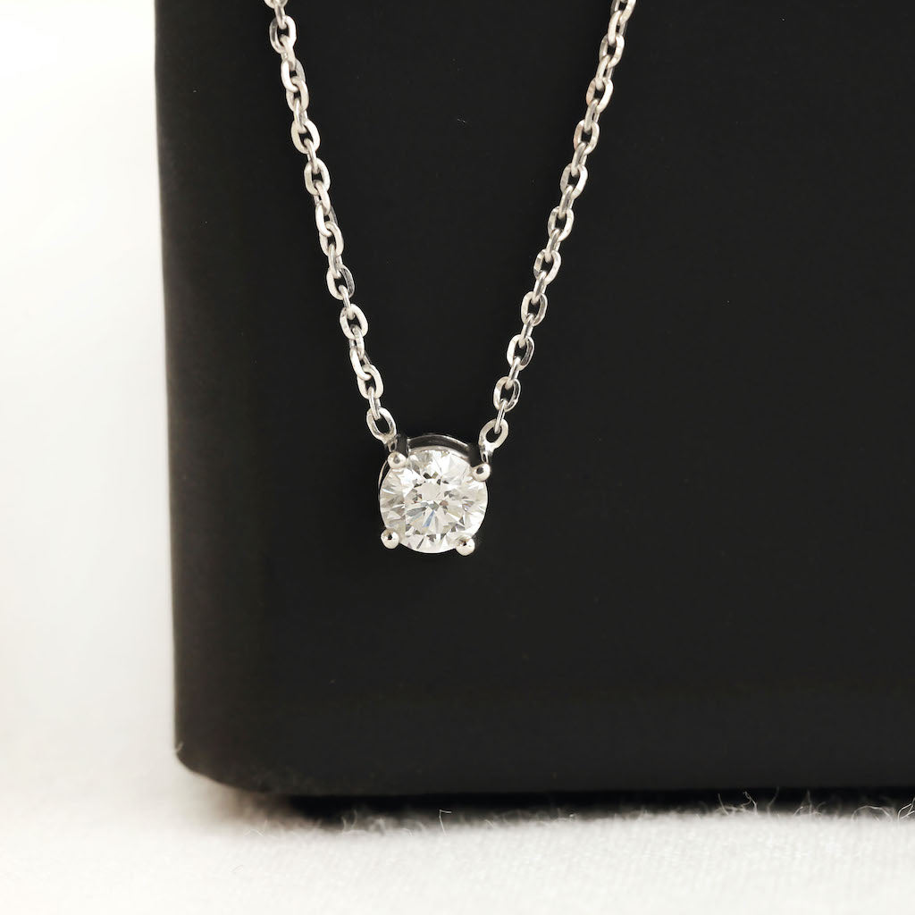 Round Lab Diamond Solitaire Pendant