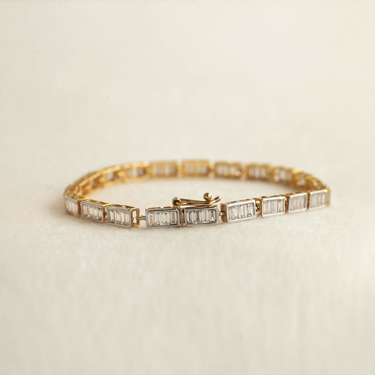4.65ct Baguette-Cut Lab-Grown Diamond Tennis Bracelet in Yellow Gold