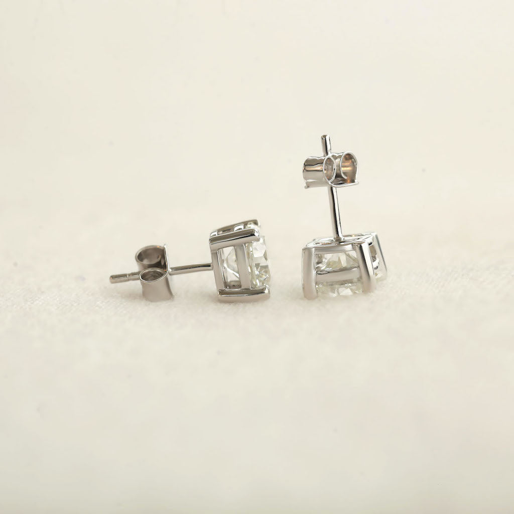 3.00 Carat TW Round Lab-Grown Diamond Solitaire Stud Earrings in White Gold