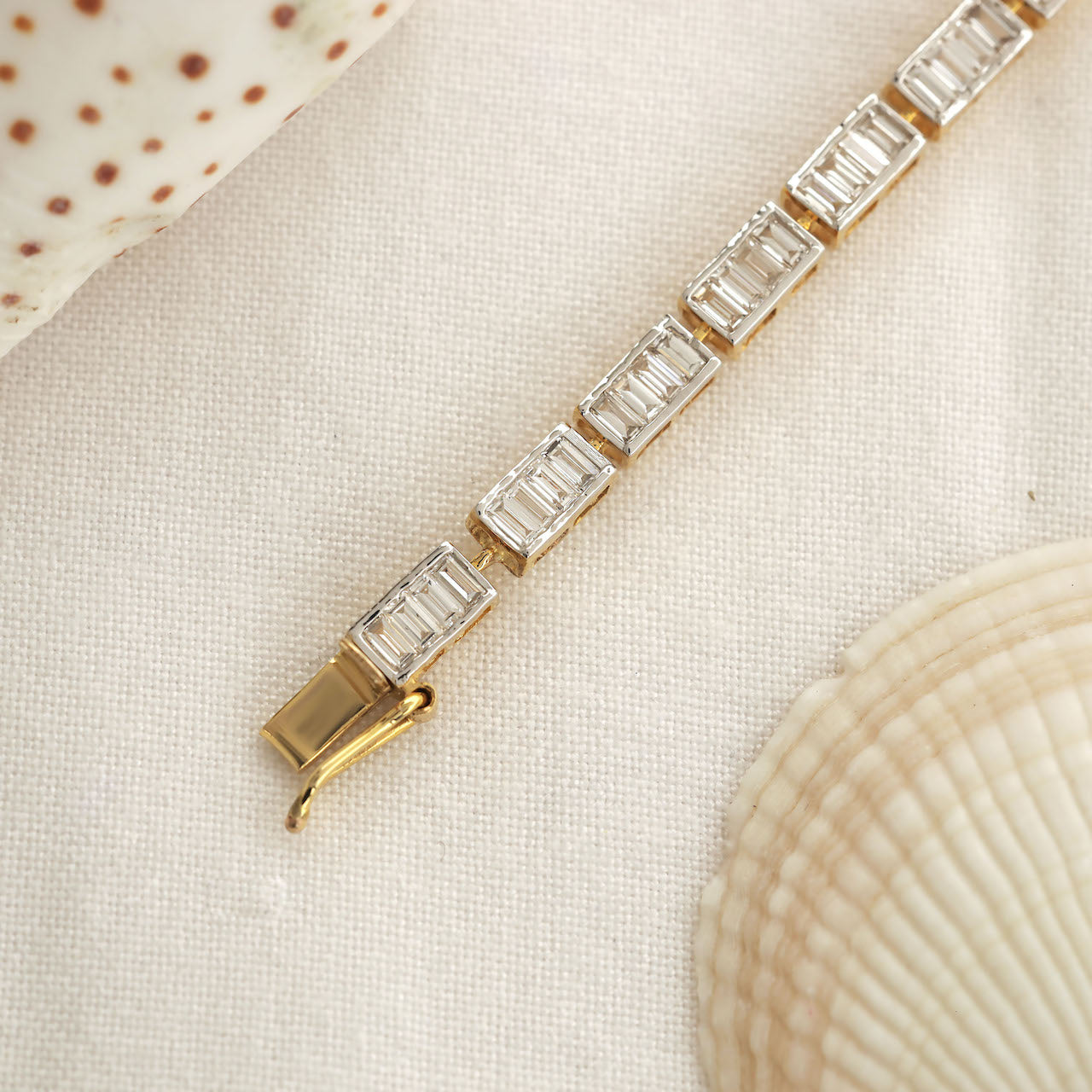 4.65ct Baguette-Cut Lab-Grown Diamond Tennis Bracelet in Yellow Gold