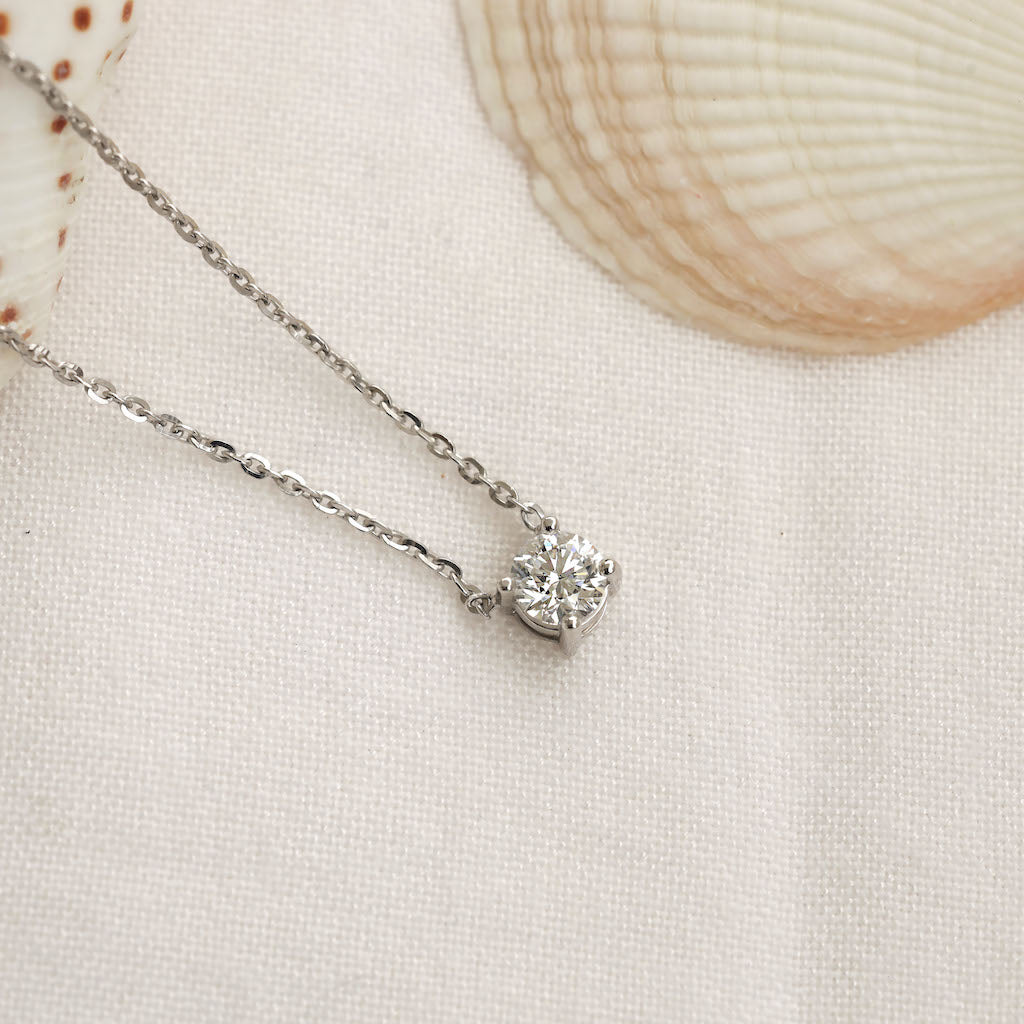 Round Lab Diamond Solitaire Pendant