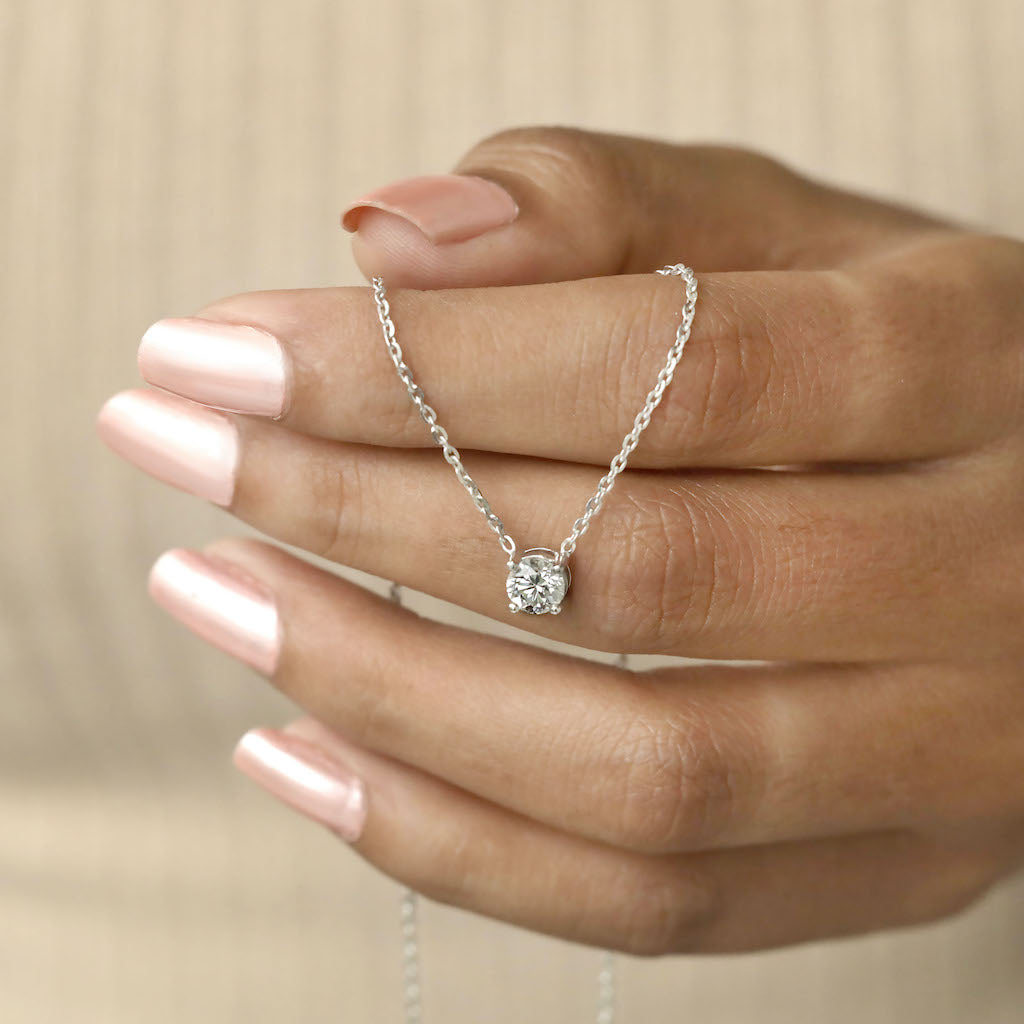 Round Lab Diamond Solitaire Pendant