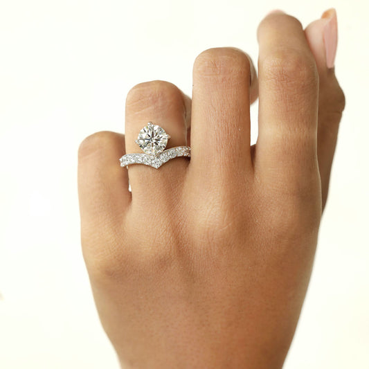 2.95ct Lab-Grown Diamond Engagement Ring with Pavé Band