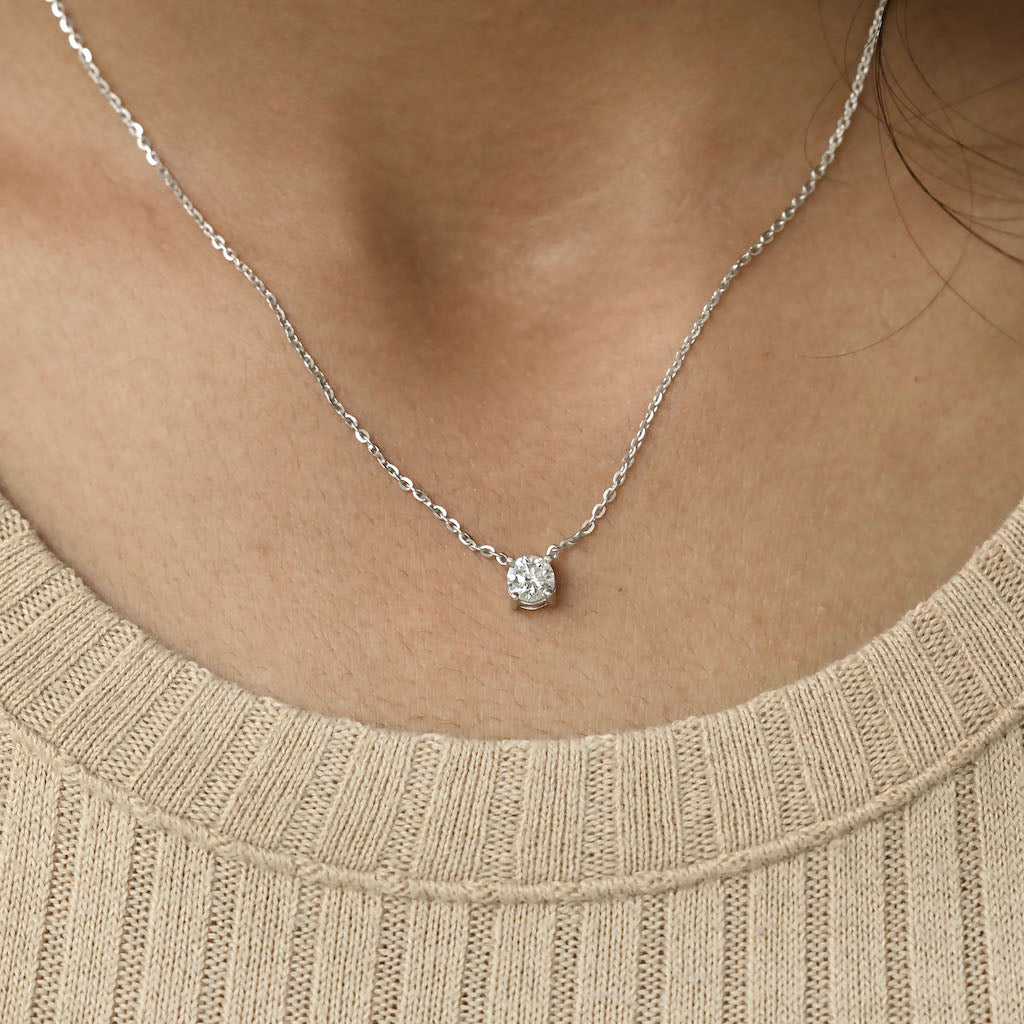 Round Lab Diamond Solitaire Pendant