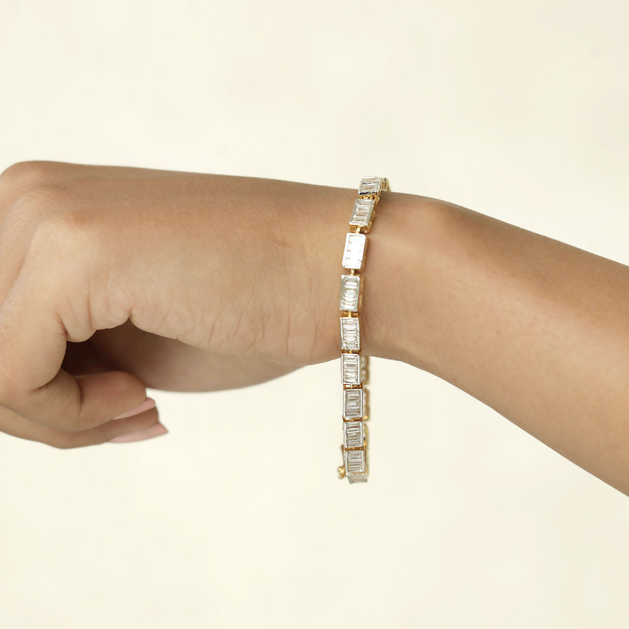 4.65ct Baguette-Cut Lab-Grown Diamond Tennis Bracelet in Yellow Gold