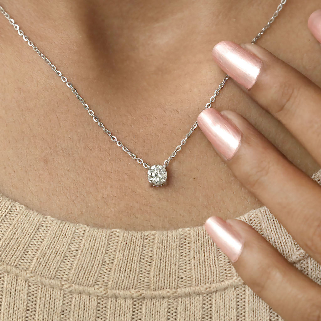 Round Lab Diamond Solitaire Pendant