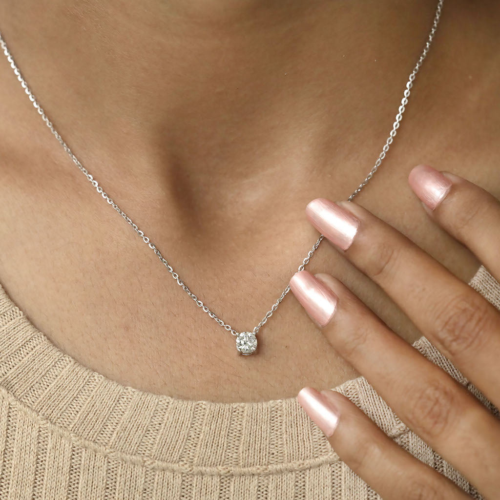 Round Lab Diamond Solitaire Pendant