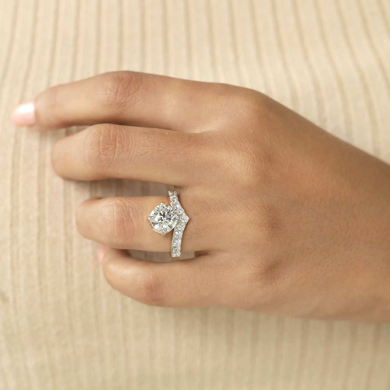 2.95ct Lab-Grown Diamond Engagement Ring with Pavé Band