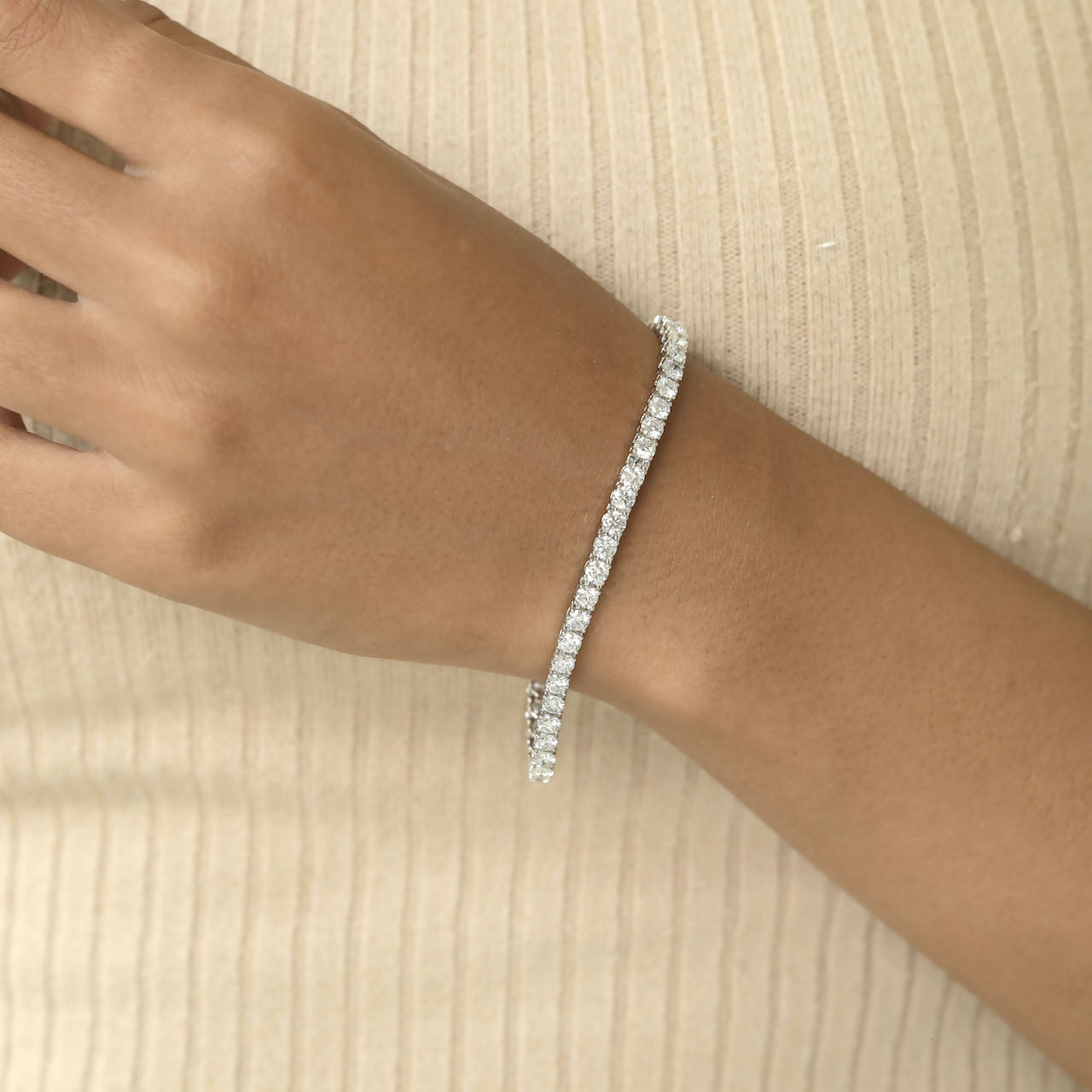 5.13 Carat TW Lab-Grown Diamond Tennis Bracelet in 9K White Gold