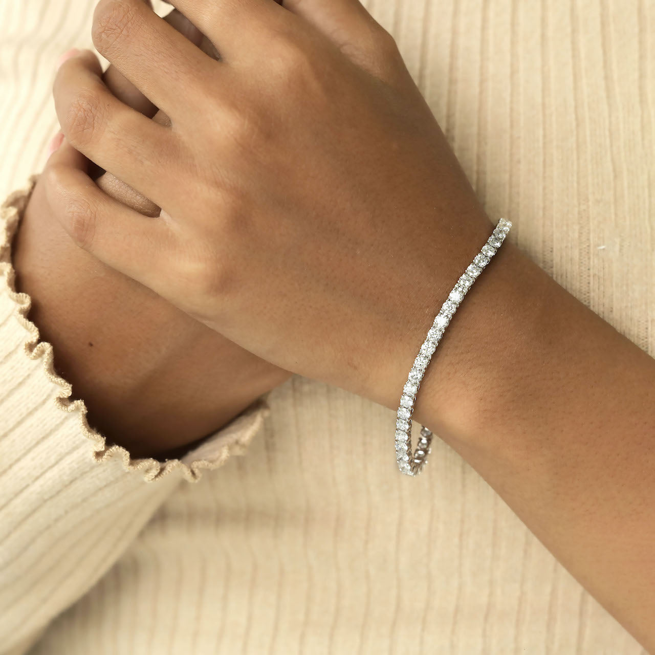 5.13 Carat TW Lab-Grown Diamond Tennis Bracelet in 9K White Gold