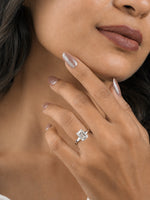 2.00ct emerald cut lab grown diamond solitaire engagement ring in white gold, side profile