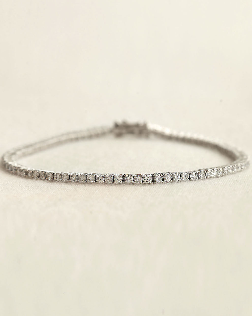 Diamond bracelet on a white background.