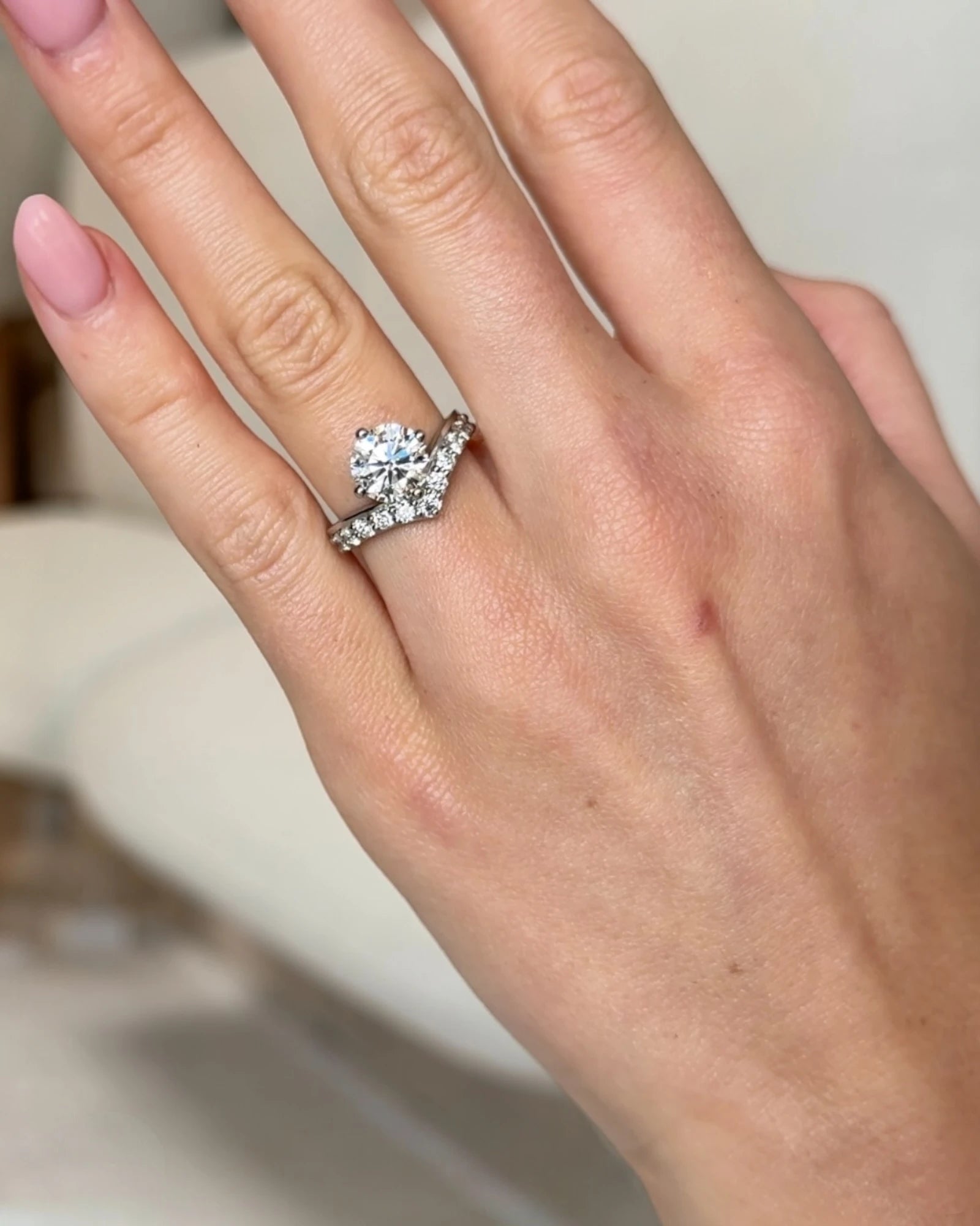 2.95ct Lab-Grown Diamond Engagement Ring with Pavé Band