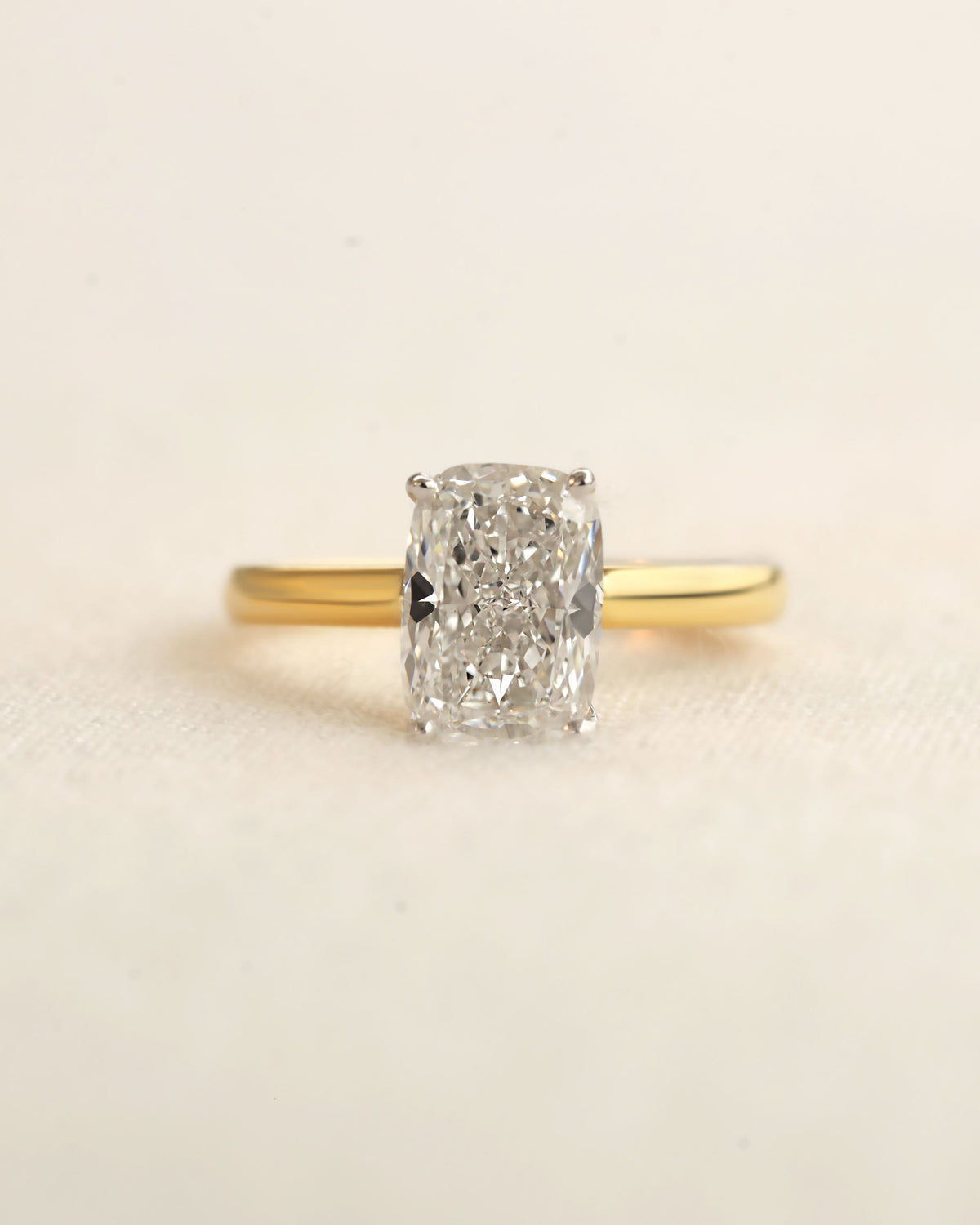 Aurelia Cushion-Cut Lab Diamond Solitaire Engagement Ring in Yellow Gold