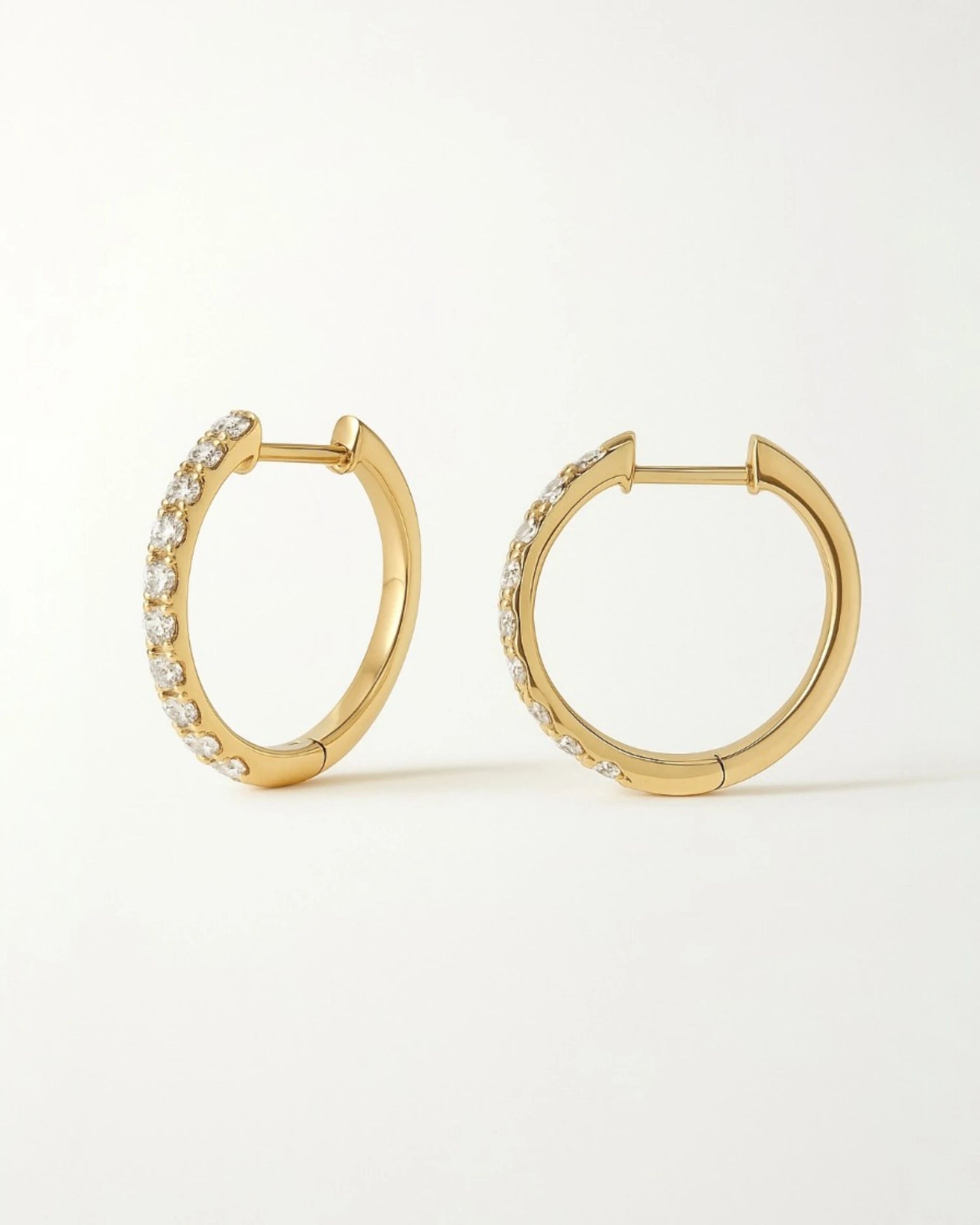 Diamond Hoop Earrings 10K Yellow Gold