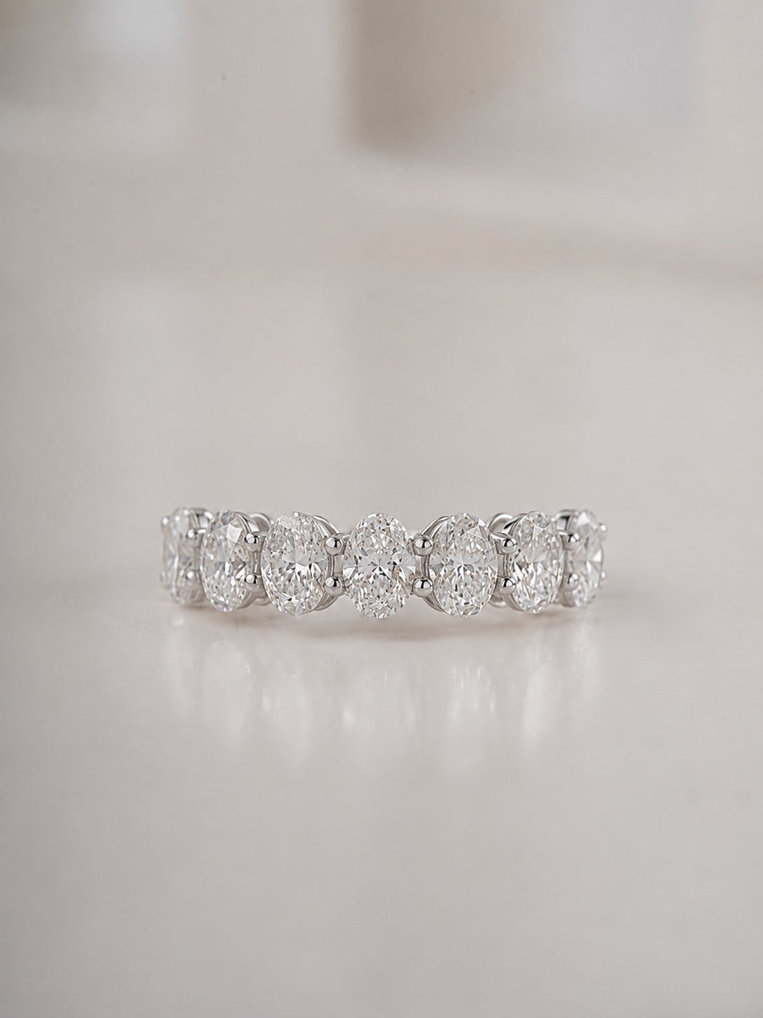 2.25ct Seven Stone Oval Cut Lab Grown Diamond Eternity Ring White Gold