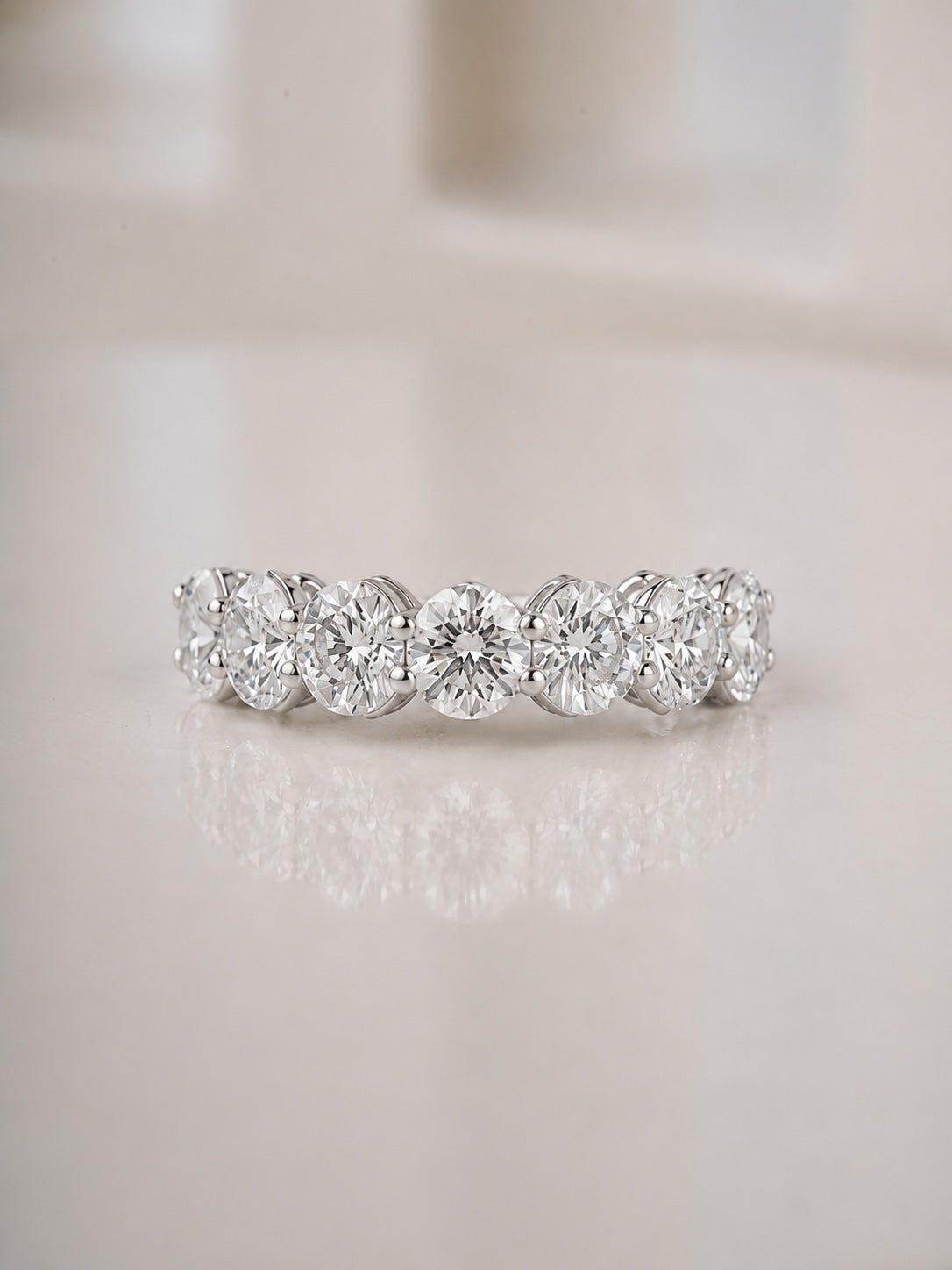2.00ct Seven Stone Round Cut Lab Grown Diamond Eternity Ring White Gold