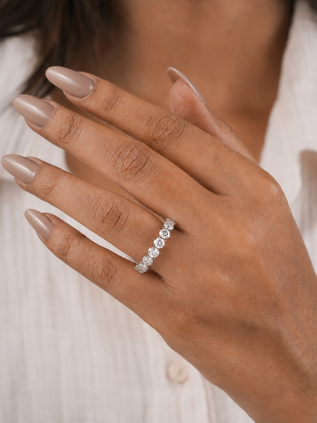 2.00ct Seven Stone Round Cut Lab Grown Diamond Eternity Ring White Gold