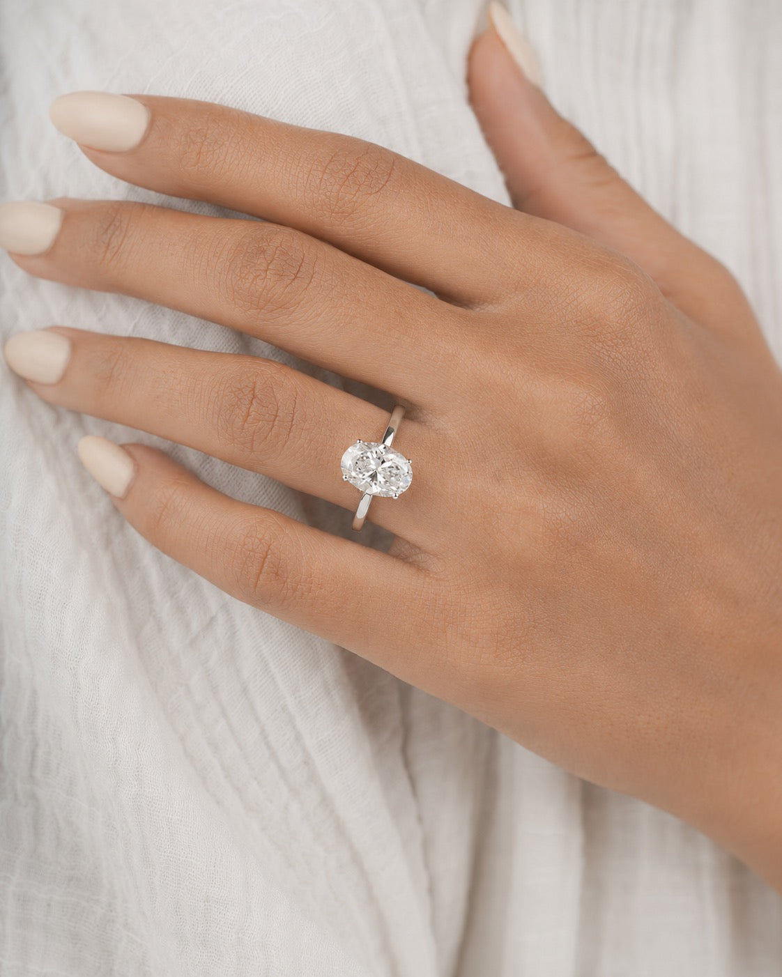 2.00ct Oval Cut Lab Grown Diamond Engagement Ring Cathedral Setting