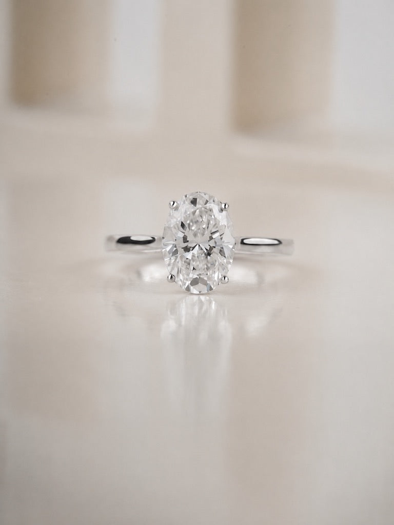 2.00ct Oval Cut Lab Grown Diamond Engagement Ring Cathedral Setting