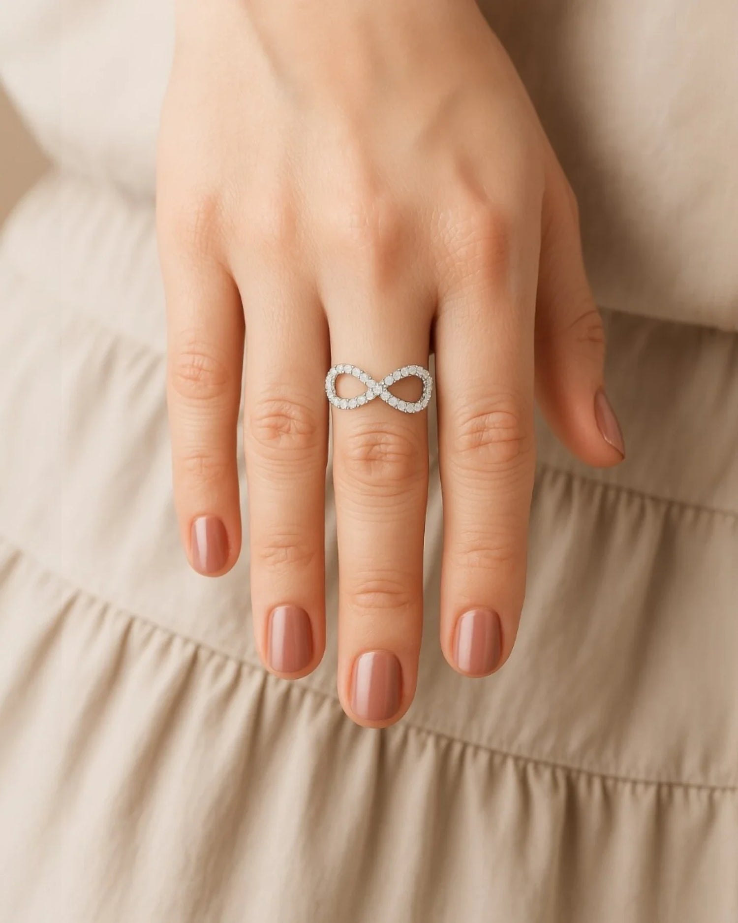 Infinity Diamond Ring in 10k Yellow Gold