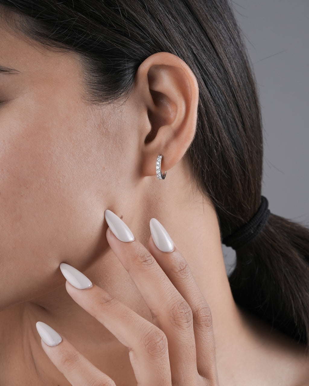 Diamond Huggie Hoop Earrings