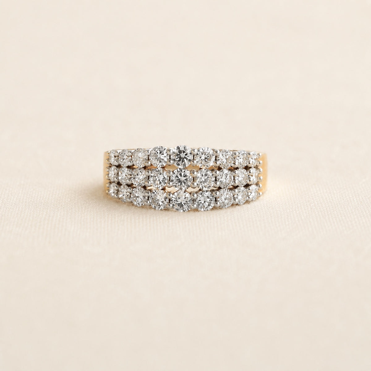 Three Row Diamond Cluster Ring 1.16ct