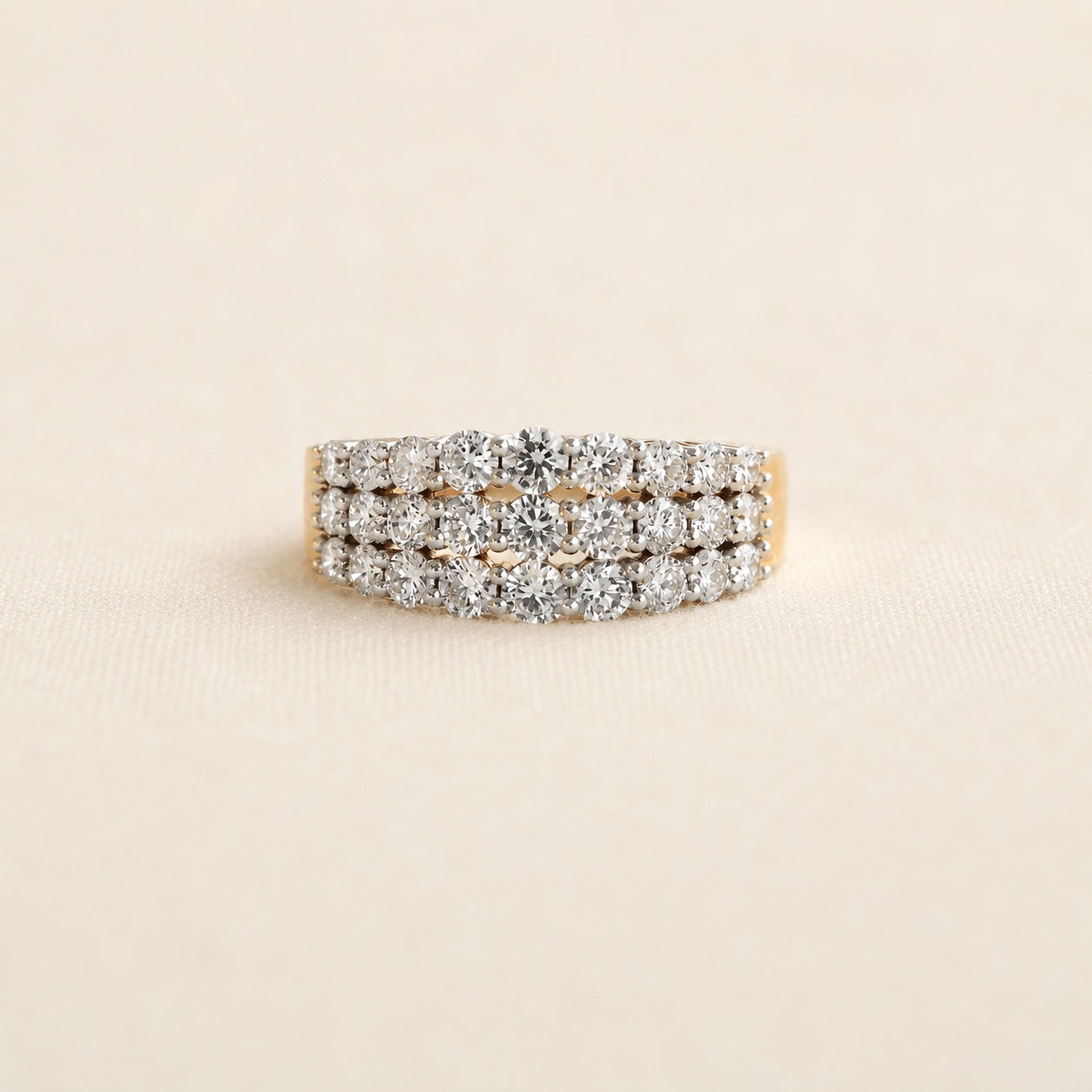 Three Row Diamond Cluster Ring 1.16ct