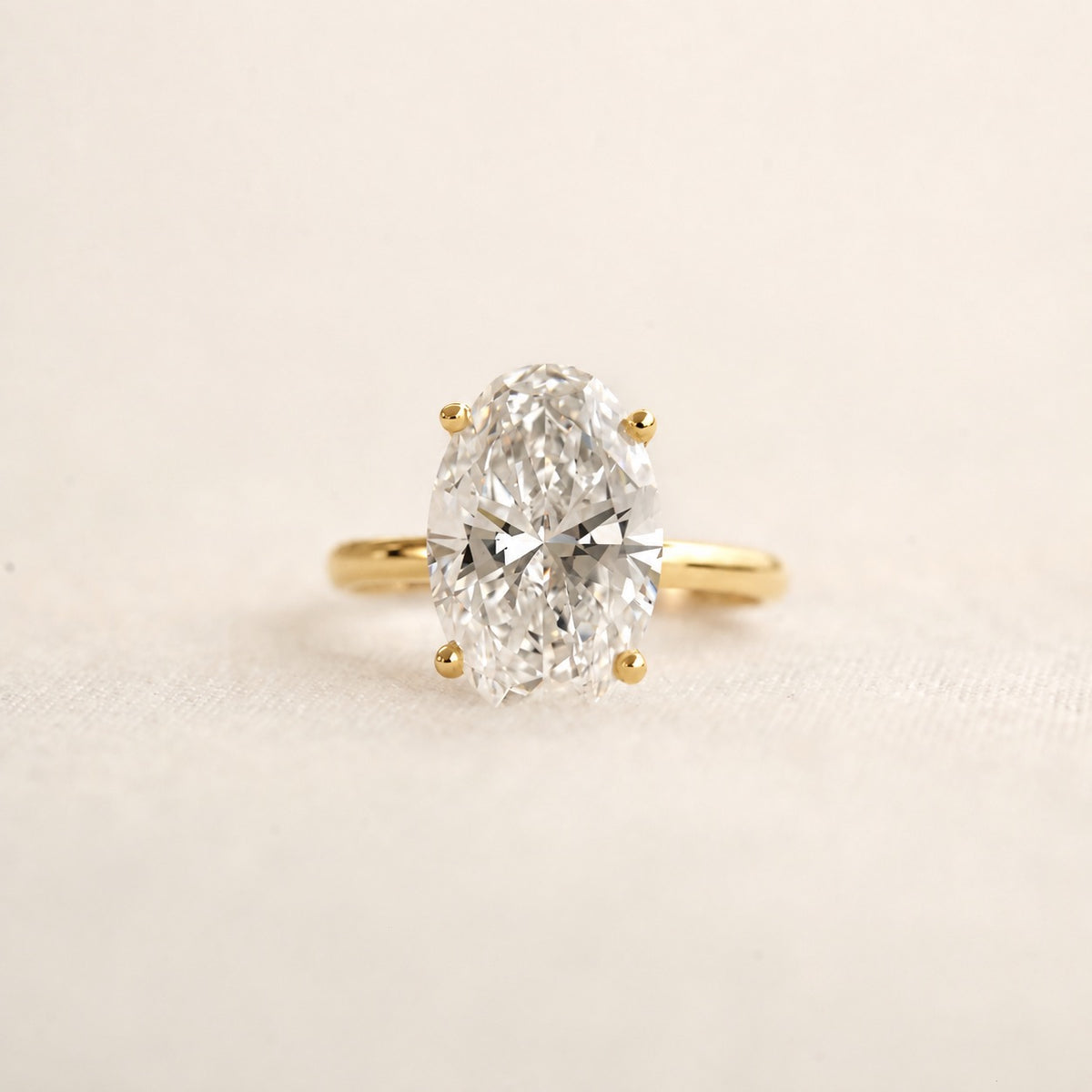 5.00 Carat Oval Lab Grown Diamond Solitaire Engagement Ring - Yellow Gold