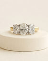 Three Stone Oval Lab Grown Diamond Ring in Yellow Gold