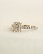 Diamond ring with a beige background