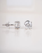 Close up shot of silver studs in white gold.