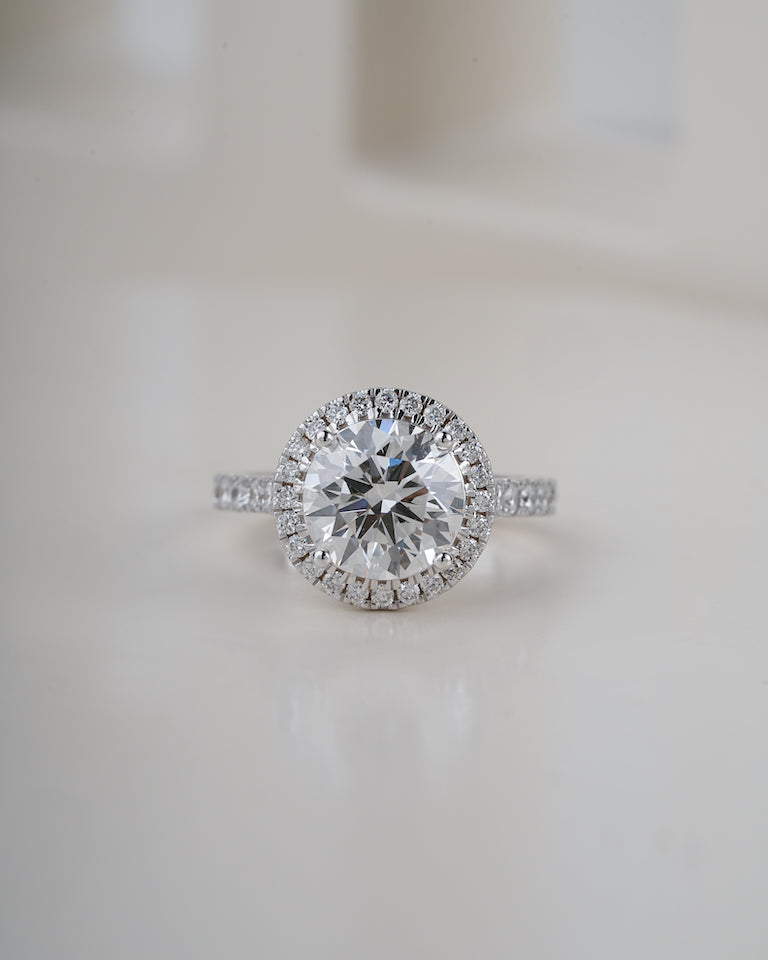 2.50ct Centre Round Brilliant Lab Grown Diamond Halo Engagement Ring, 3.20ct TW