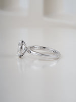 3ct oval lab-grown diamond engagement ring in white gold, styled lifestyle shot