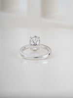 3ct oval lab-grown diamond engagement ring in white gold, macro shot of the diamond