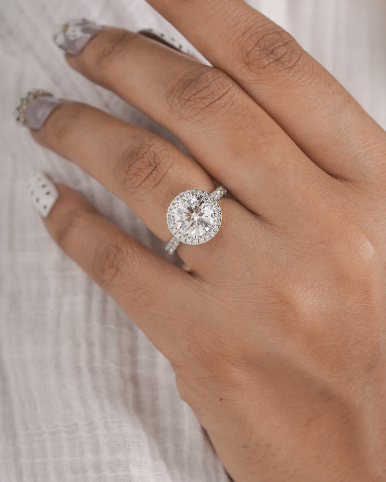 2.50ct Centre Round Brilliant Lab Grown Diamond Halo Engagement Ring, 3.20ct TW